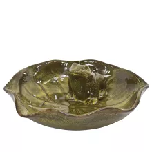 BIRD BATH LOTUS WITH FROG GREEN
