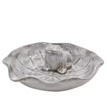 BIRD BATH LOTUS WITH FROG SPRING WHITE