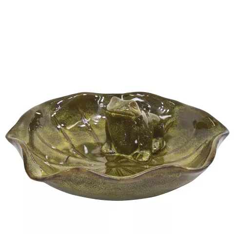 BIRD BATH LOTUS WITH FROG GREEN